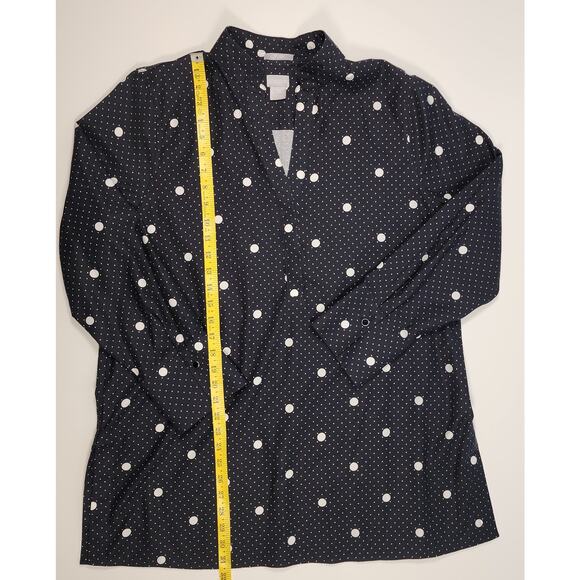 Chico’s No Iron Polka Dot Tunic Top Black White Size 2.5 (14) - Picture 3 of 10